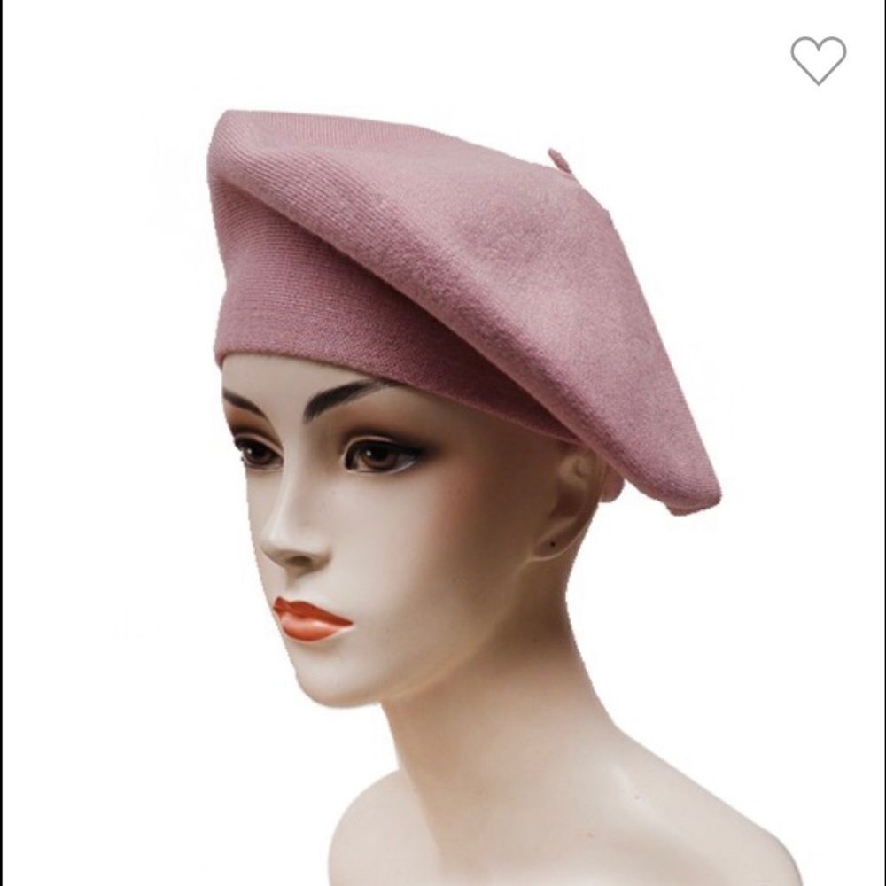 Rose Solid colored knit acrylic berets